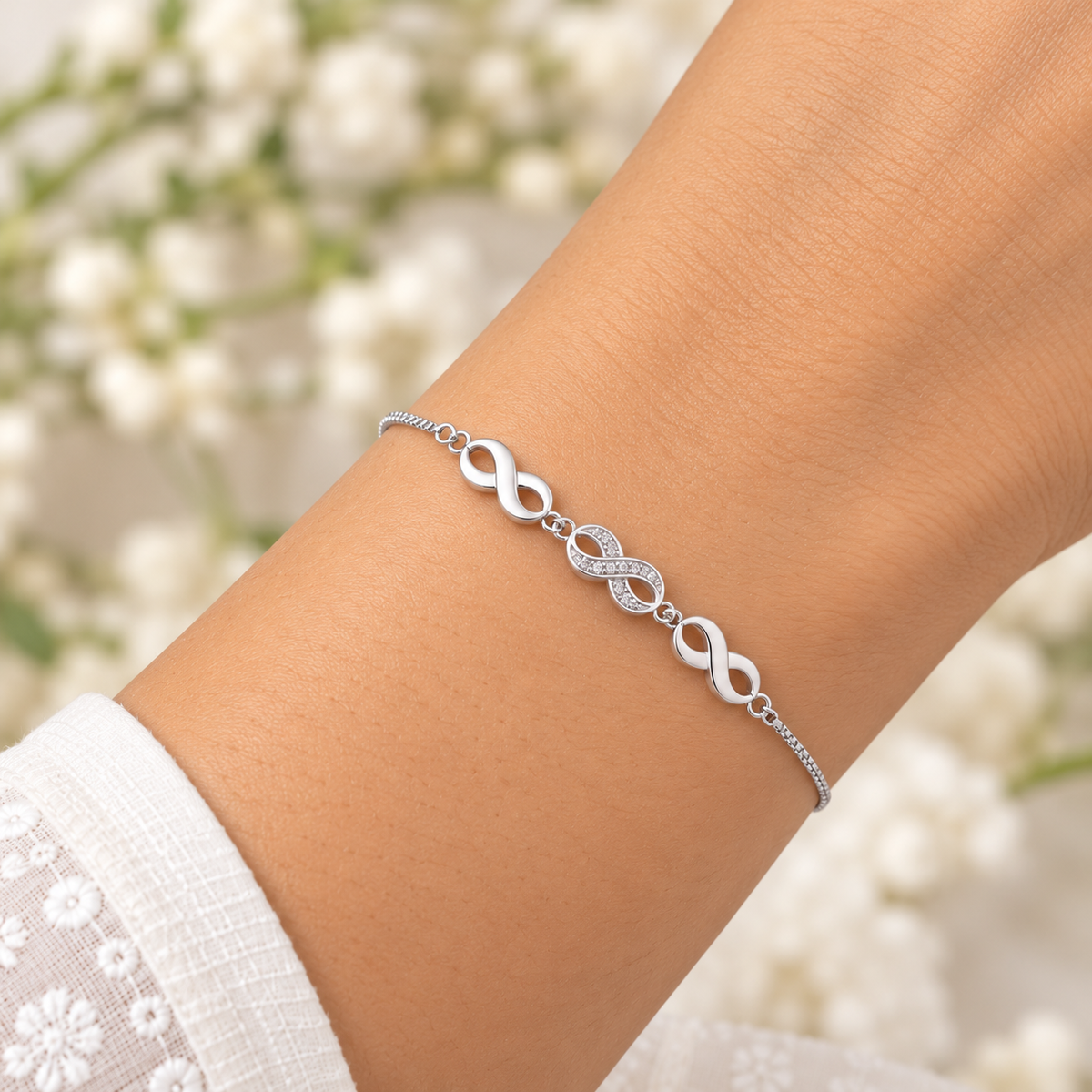 Silver Triple Infinity Bracelet