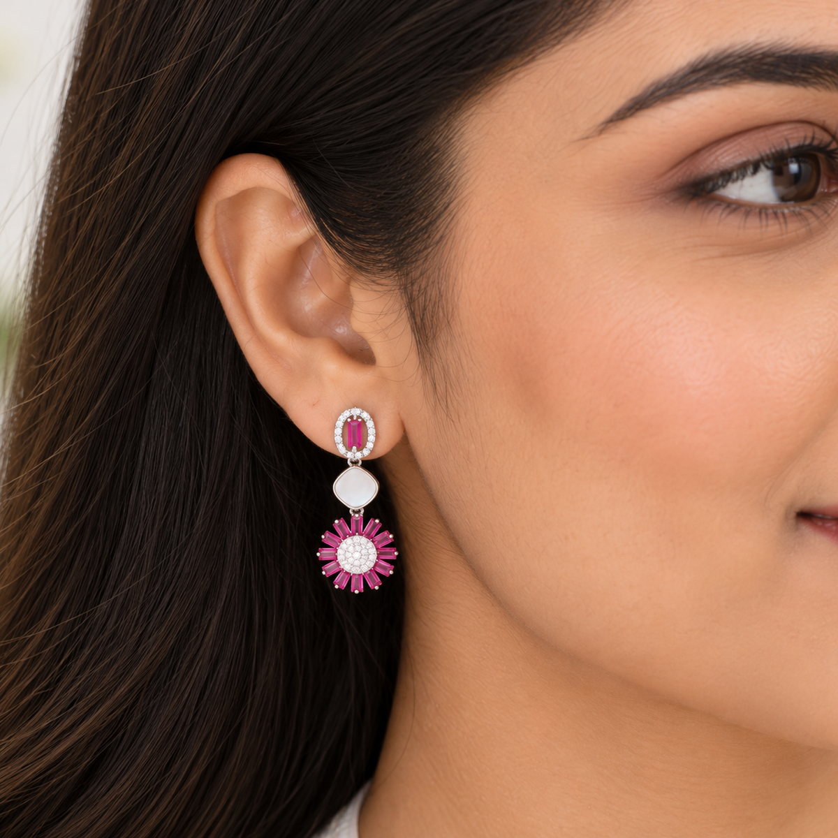 Silver Ruby Radiance Necklace Set