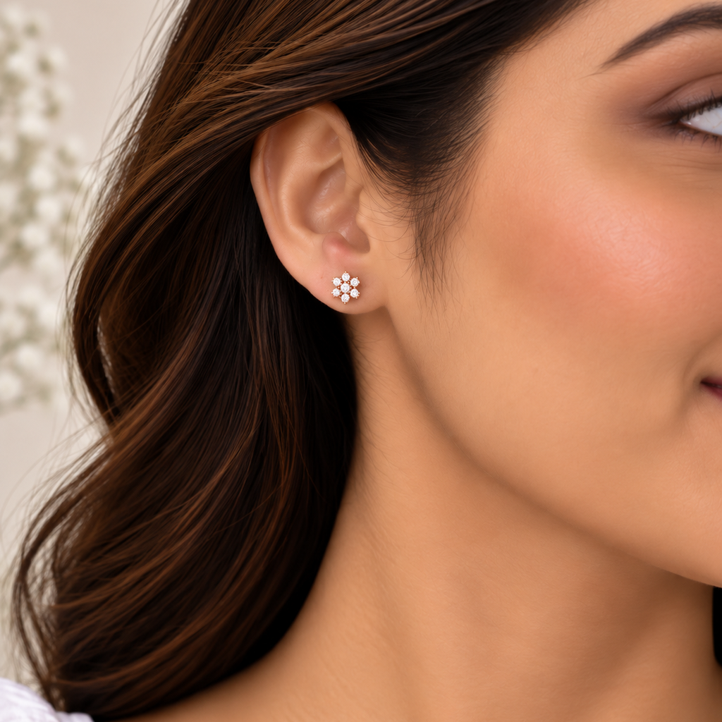 Silver RoseGold Serena Floral Necklace Set
