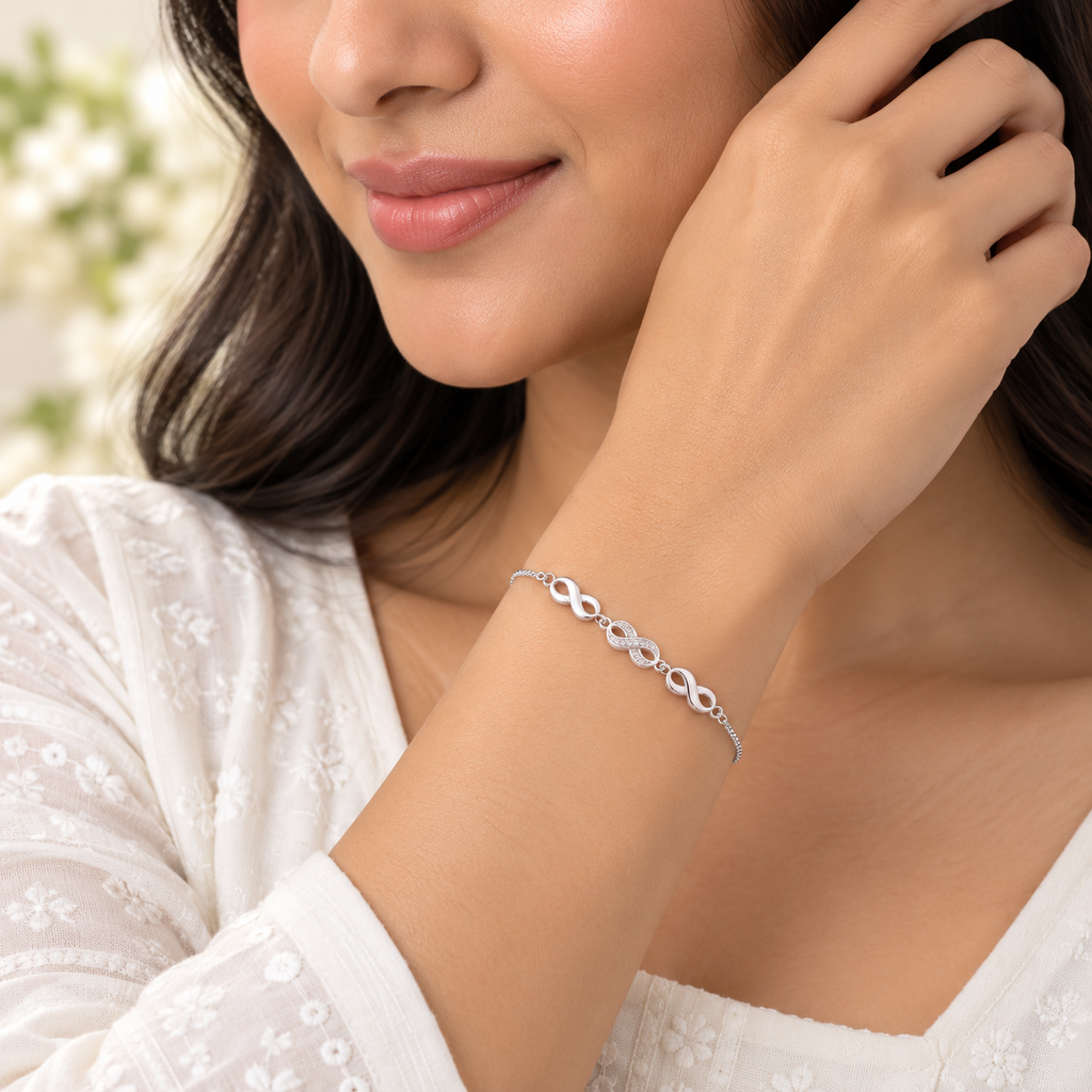 Silver Triple Infinity Bracelet