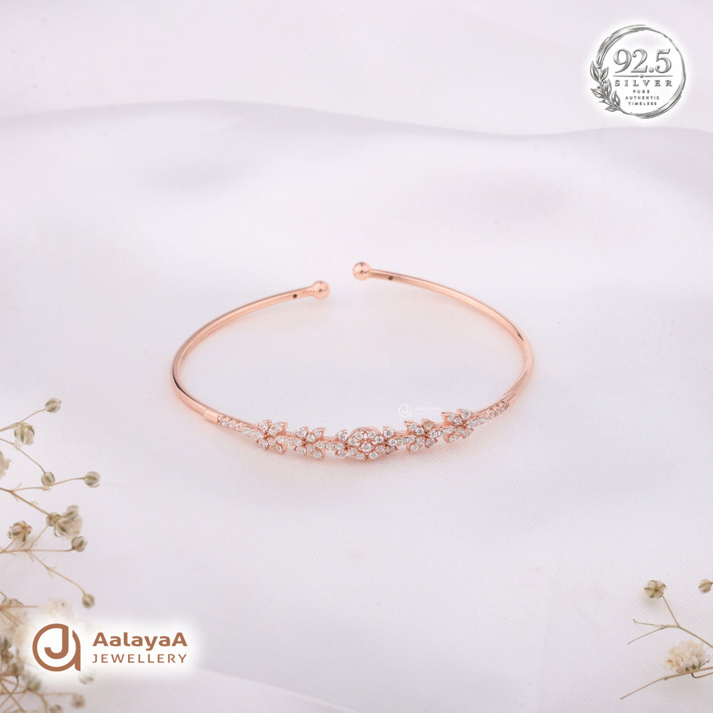 Silver Rosegold Floral Crown Kada
