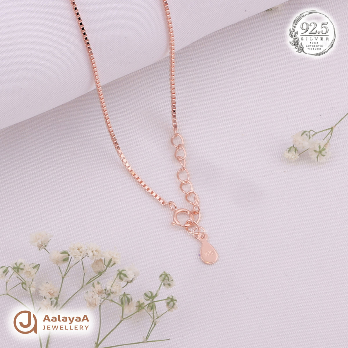 Silver RoseGold Crystal Crescent Chain Pendant