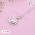 Silver Pearl Halo Drop Chain Pendant