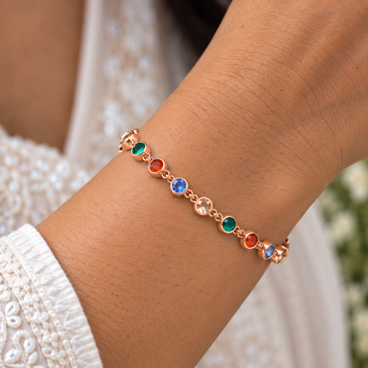 Silver Rosegold Rainbow Crystal Bracelet