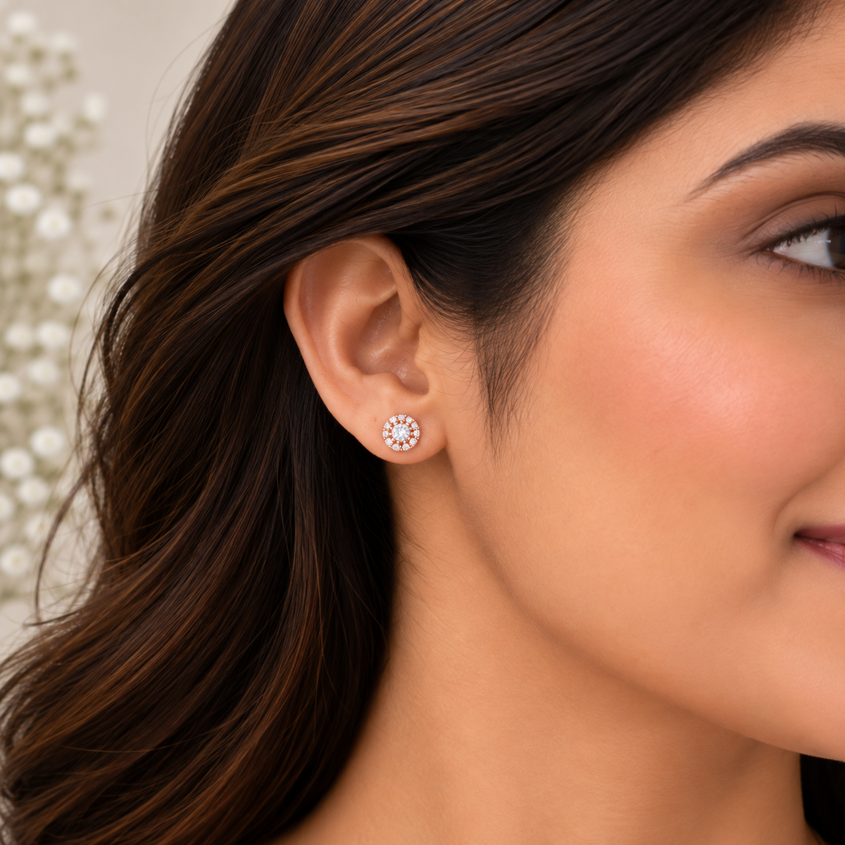 Silver RoseGold Elysia Halo Necklace Set