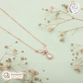 Silver Rosegold Crystal Petal Drop Chain Pendant