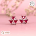 Silver Ruby Pinwheel Earring