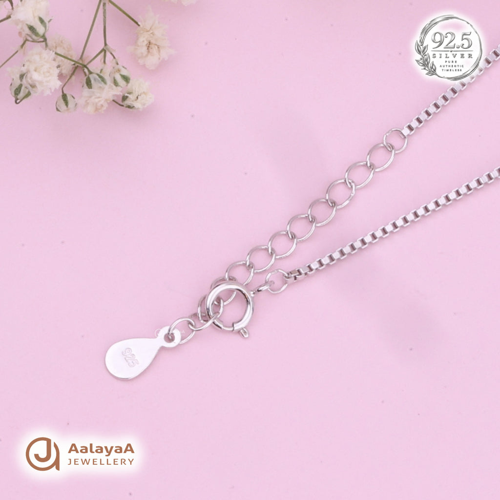 Silver Sparkling Butterfly Drop Chain Pendant