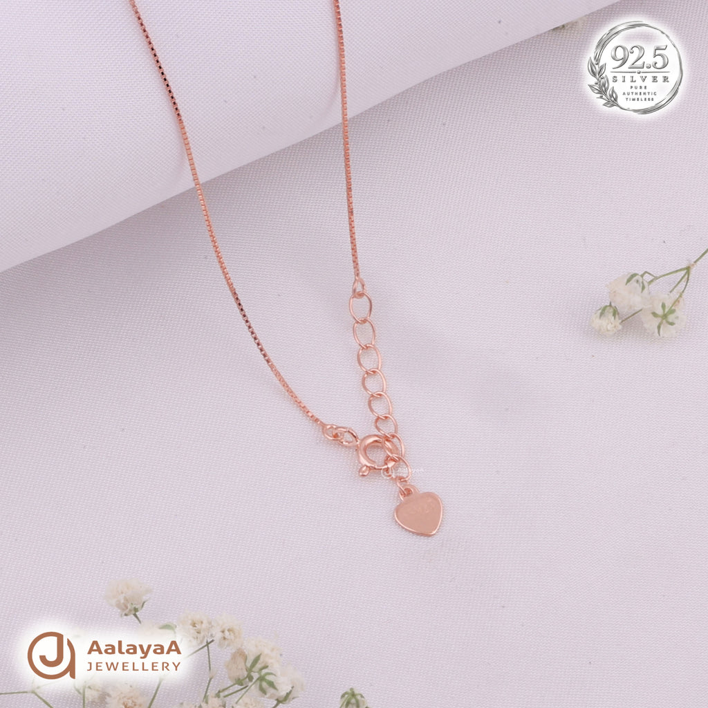 Silver RoseGold Solitaire Halo Chain Pendant