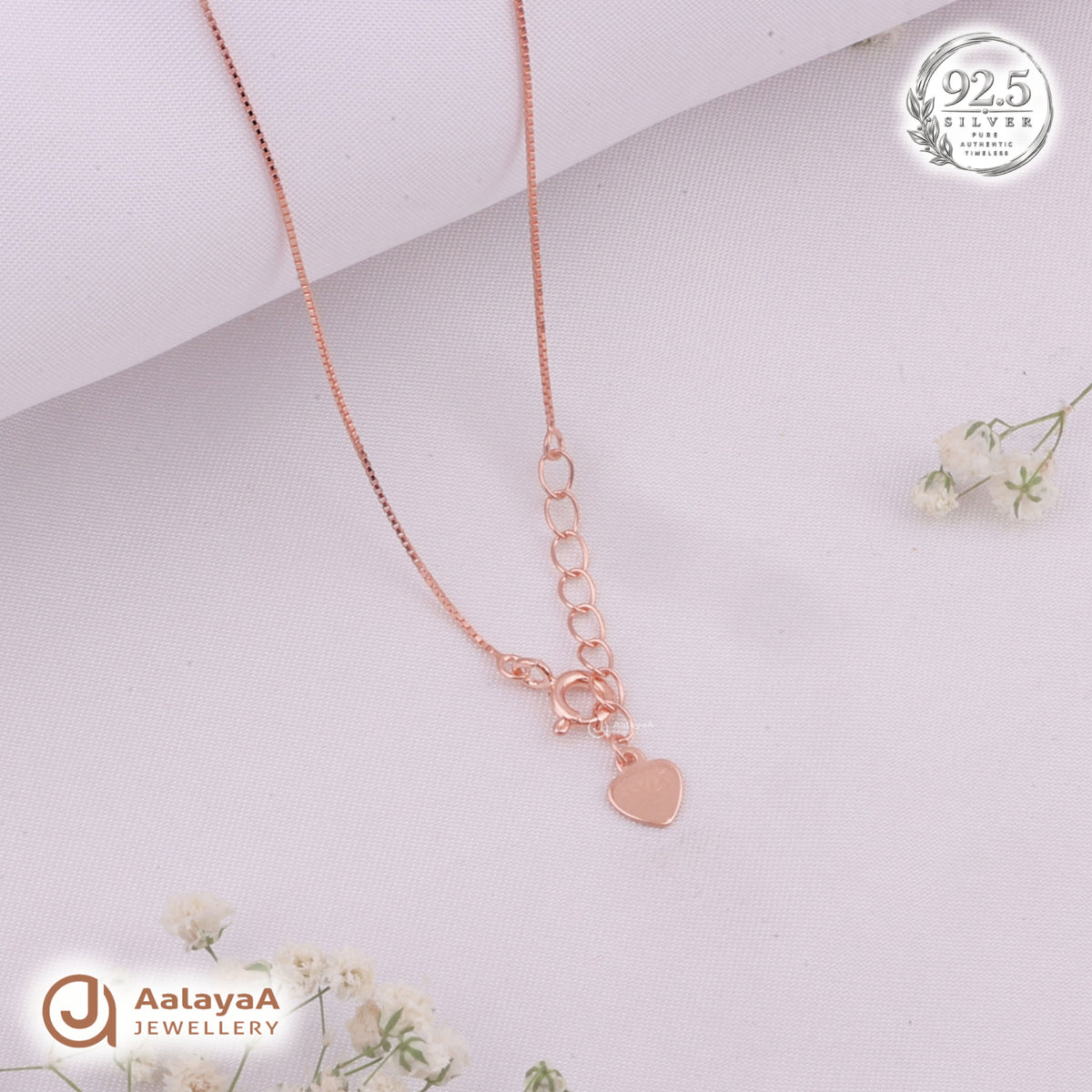 Silver RoseGold Solitaire Halo Chain Pendant