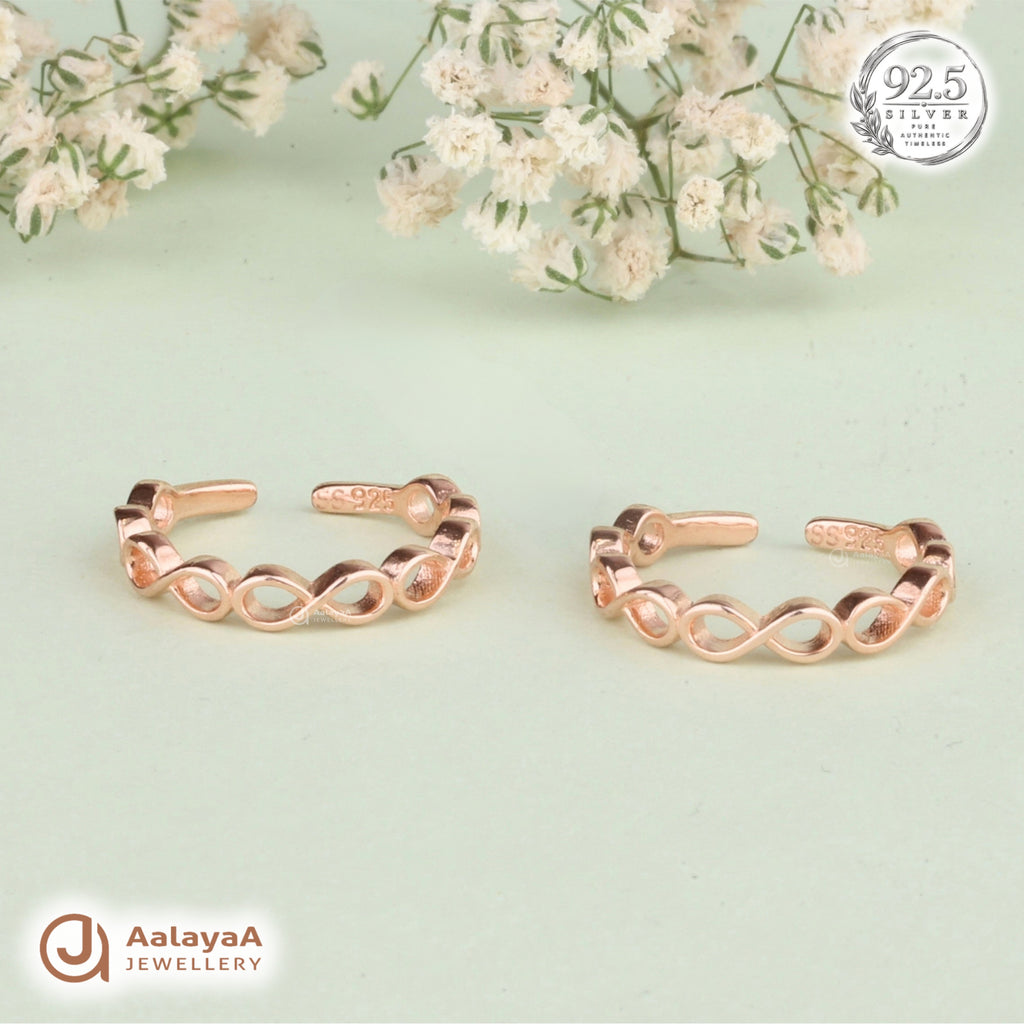 Silver RoseGold Infinity Twist Toe Ring