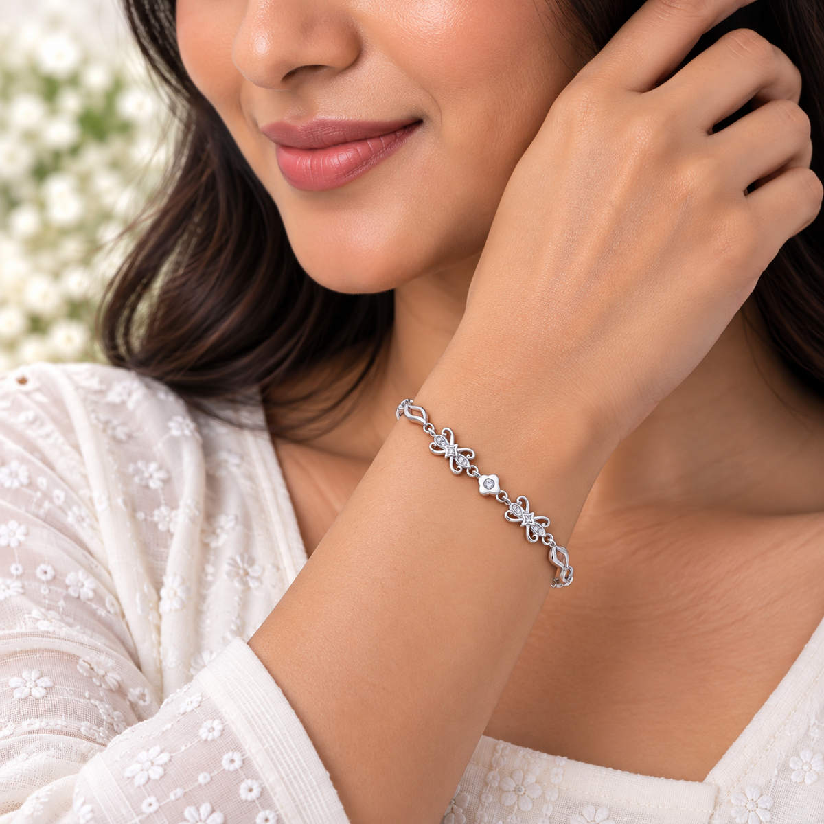 Silver Floral Vine Bracelet