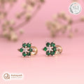 Silver Emerald Flower Earring