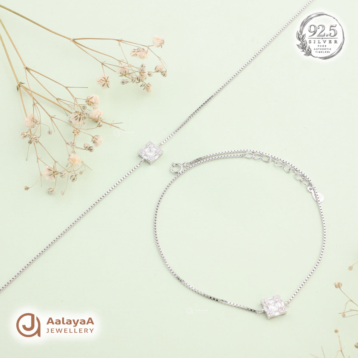 Silver Princess Square Anklet