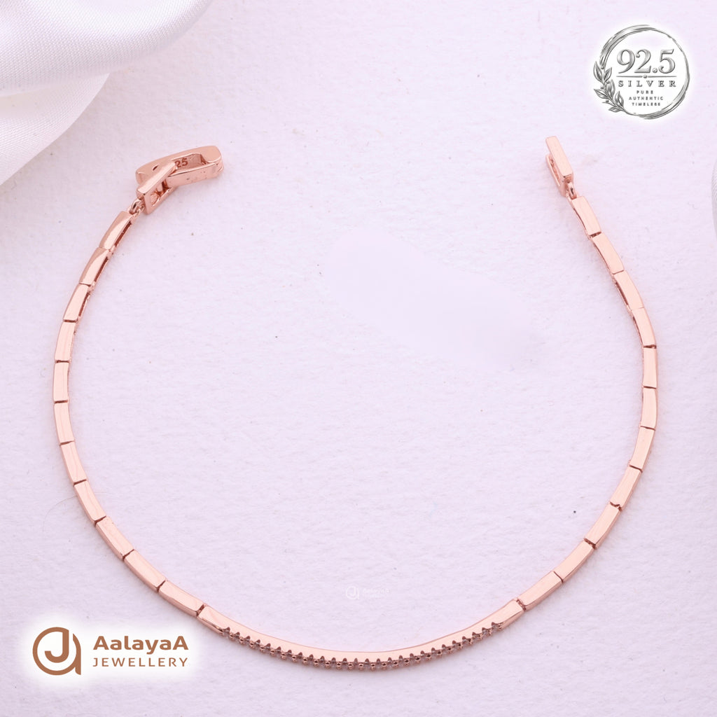 Silver Rosegold Sleek Crystal Bar Bracelet