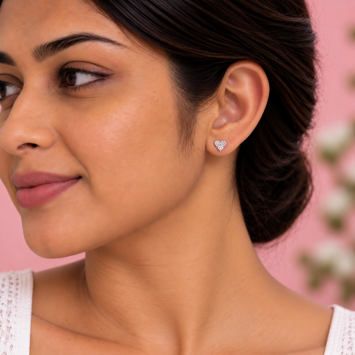 Silver Crystal Heart Earring