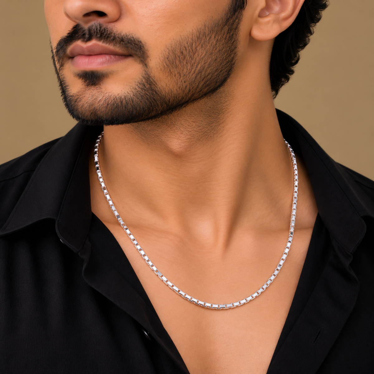 Monarch Box Silver Men's Chain