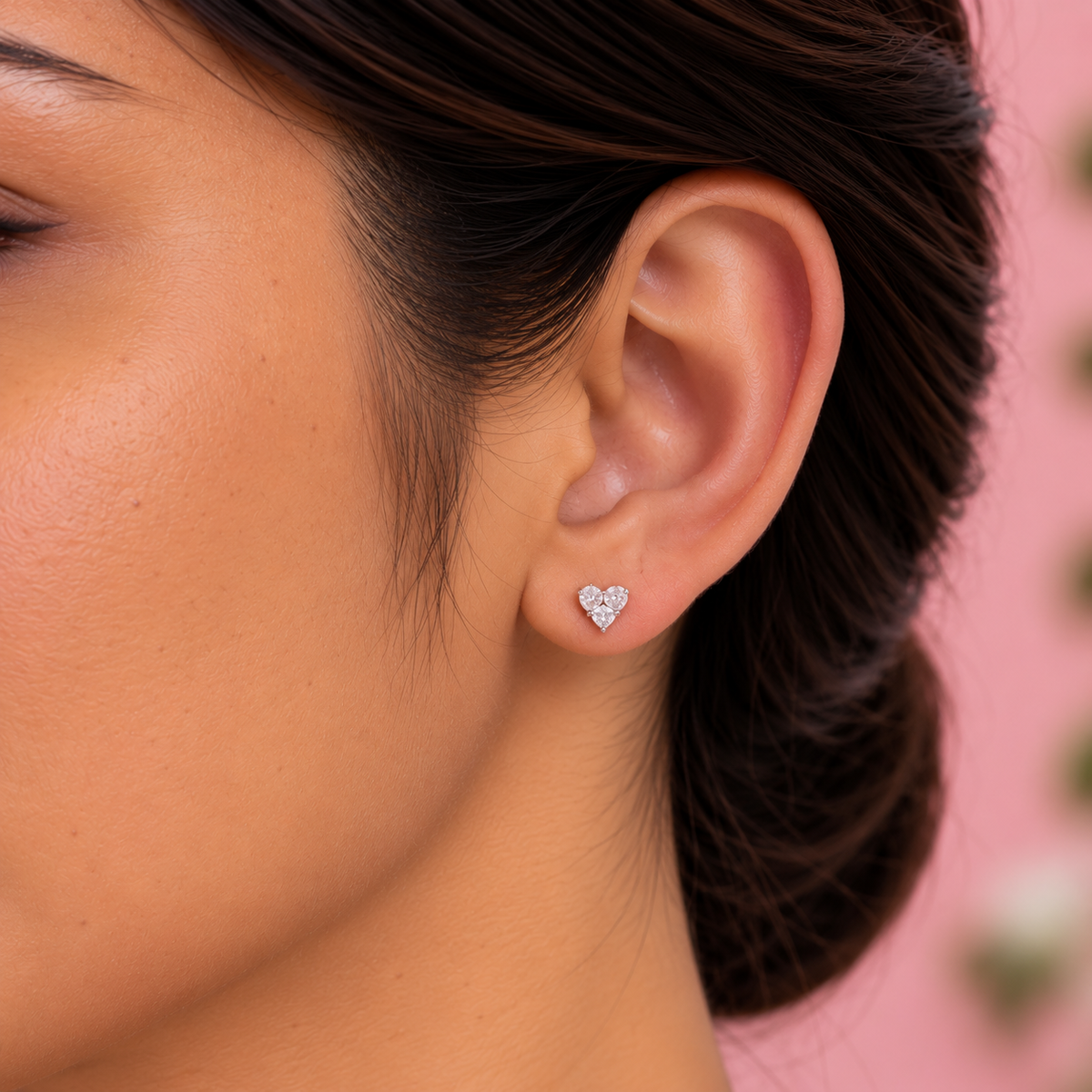 Silver Crystal Heart Earring