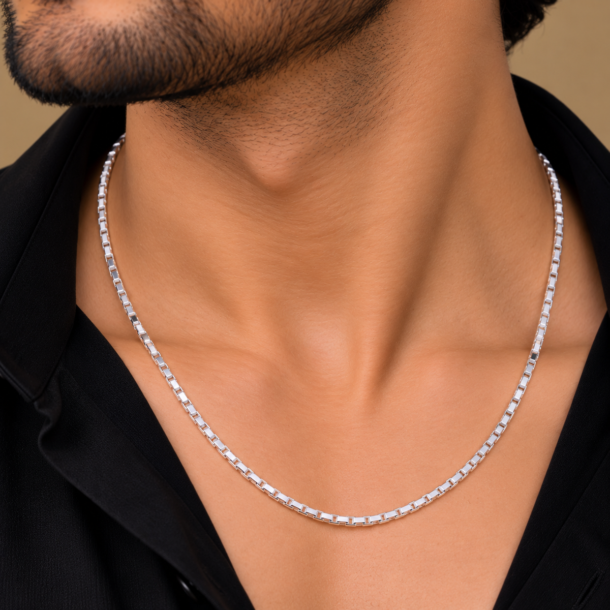 Monarch Box Silver Men's Chain