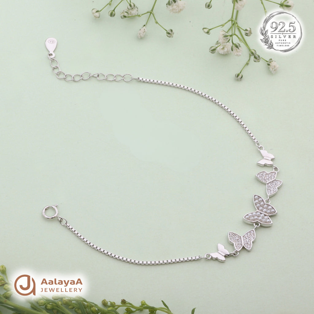 Silver Pearl Butterfly Bracelet