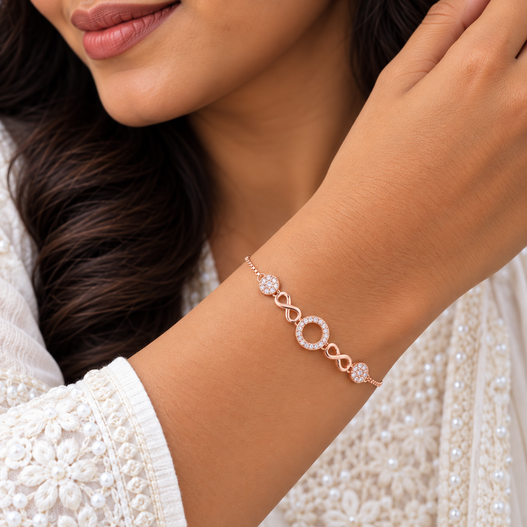 Silver Rosegold Infinity Circle Bracelet