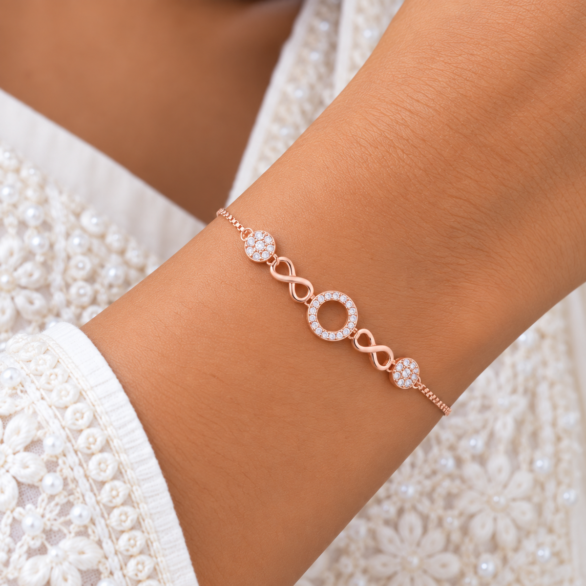Silver Rosegold Infinity Circle Bracelet