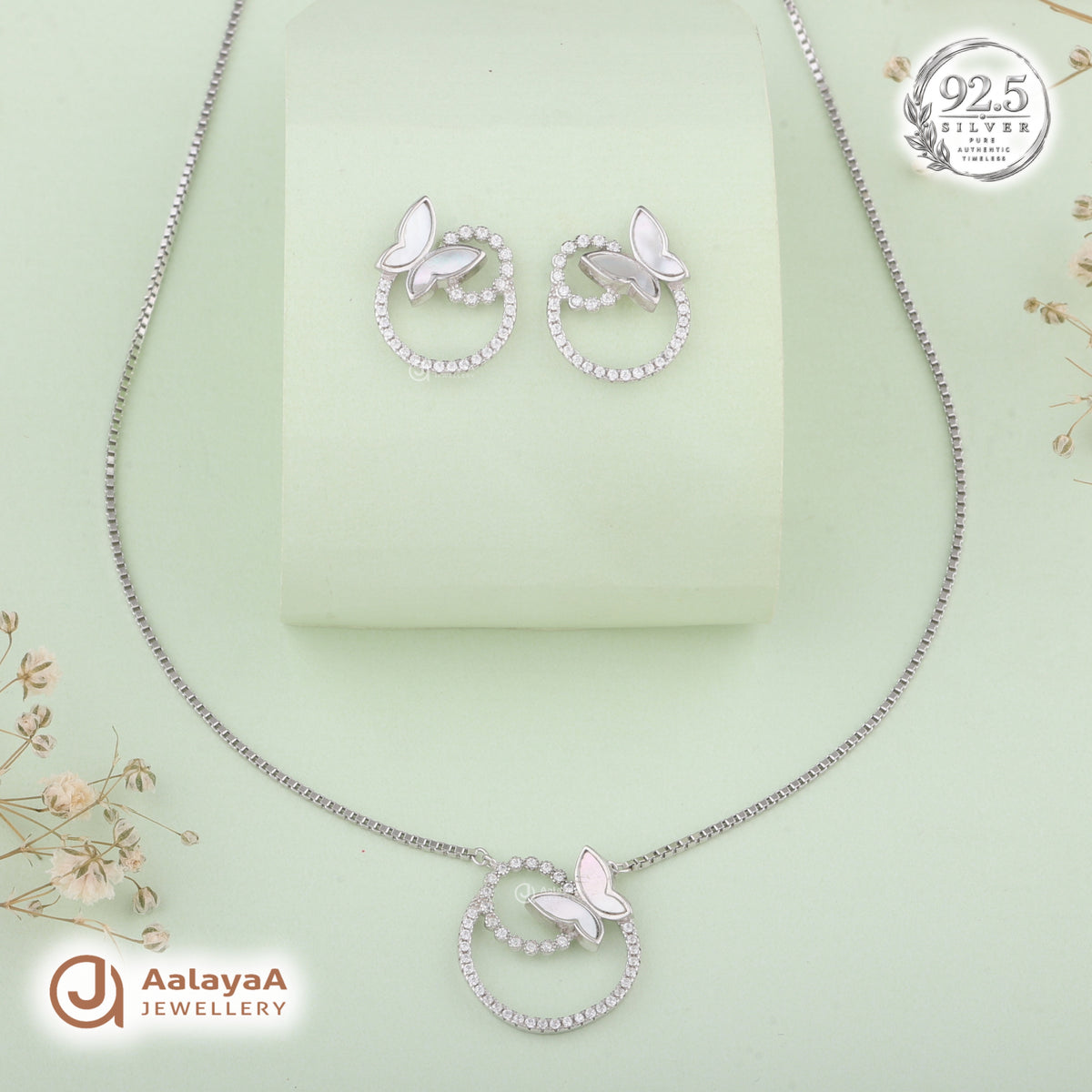 Silver Butterfly Whisper Necklace Set