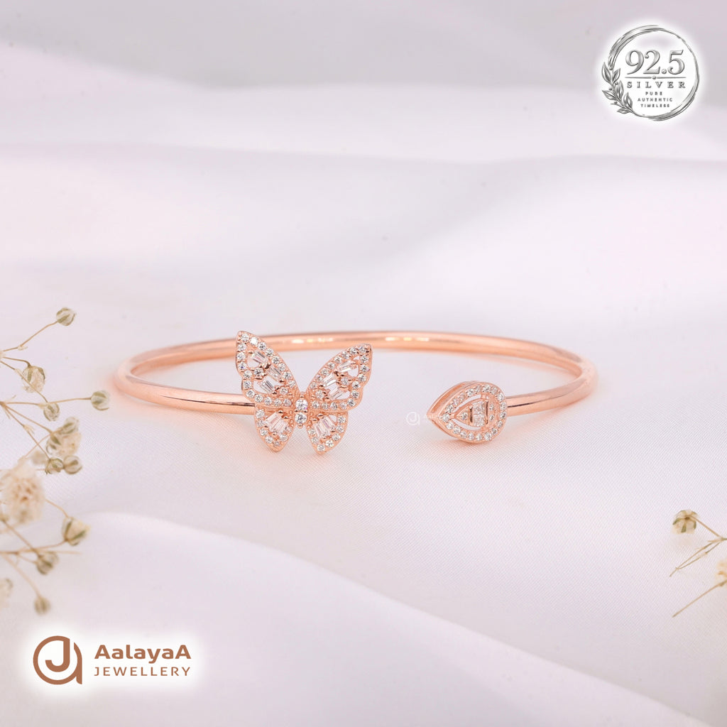 Silver Rosegold Butterfly Sparkle Kada
