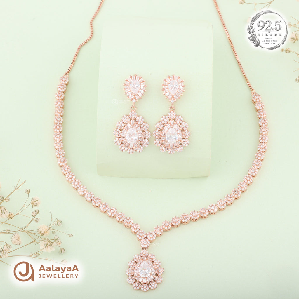Silver Rose Gold Valentina Radiance Necklace Set