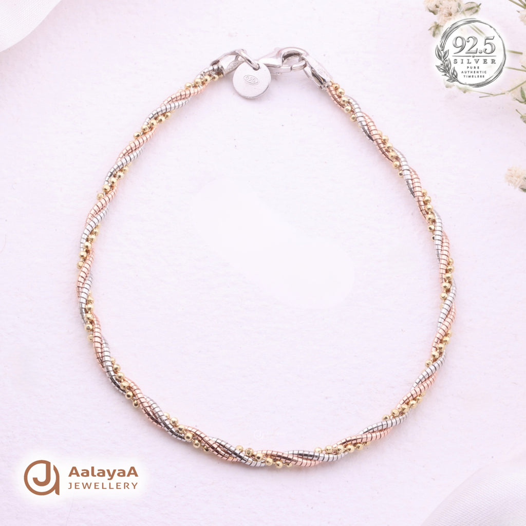 Silver Rosegold Trinity Twist Bracelet