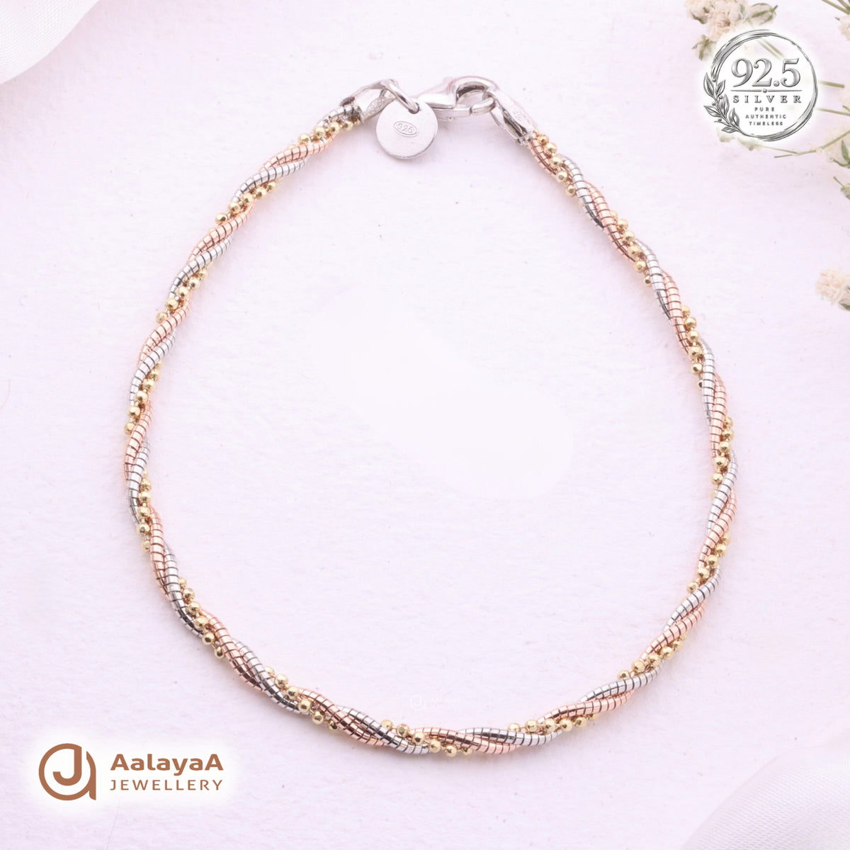 Silver Rosegold Trinity Twist Bracelet