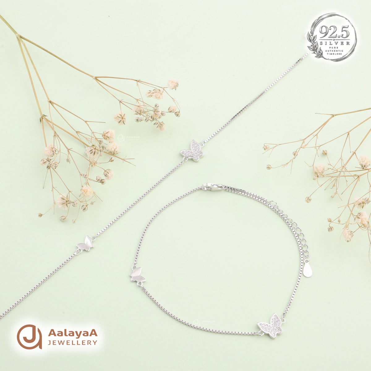 Silver Butterfly Whisper Anklet