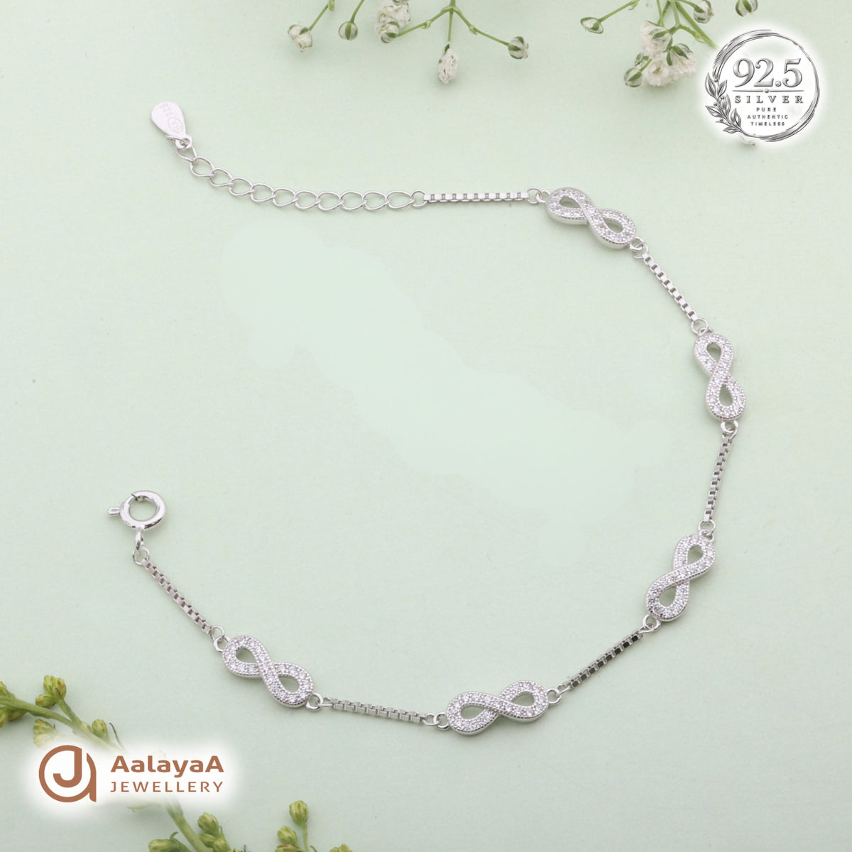 Silver Sparkling Infinity Bracelet