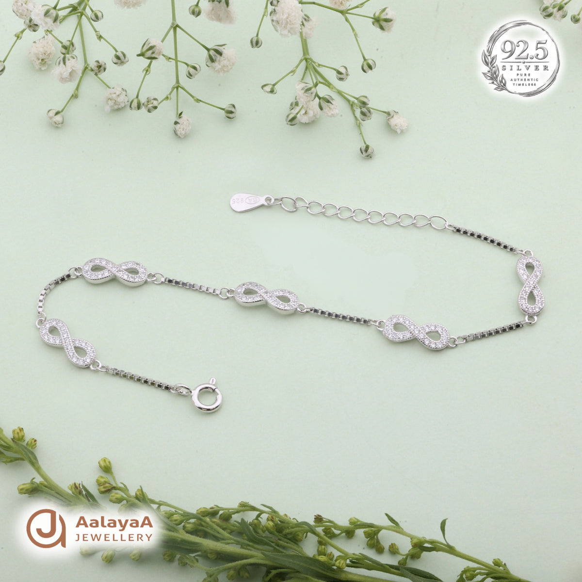 Silver Sparkling Infinity Bracelet