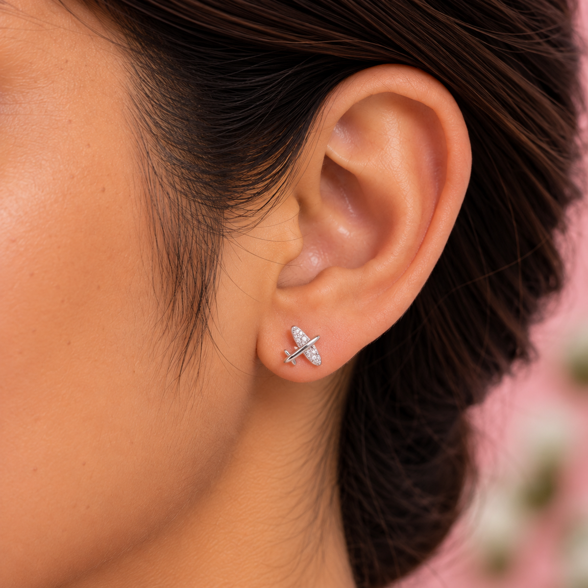 Silver Crystal Saturn Earring
