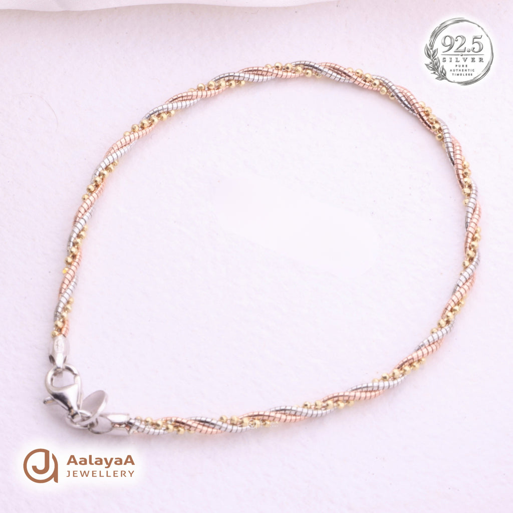 Silver Rosegold Trinity Twist Bracelet