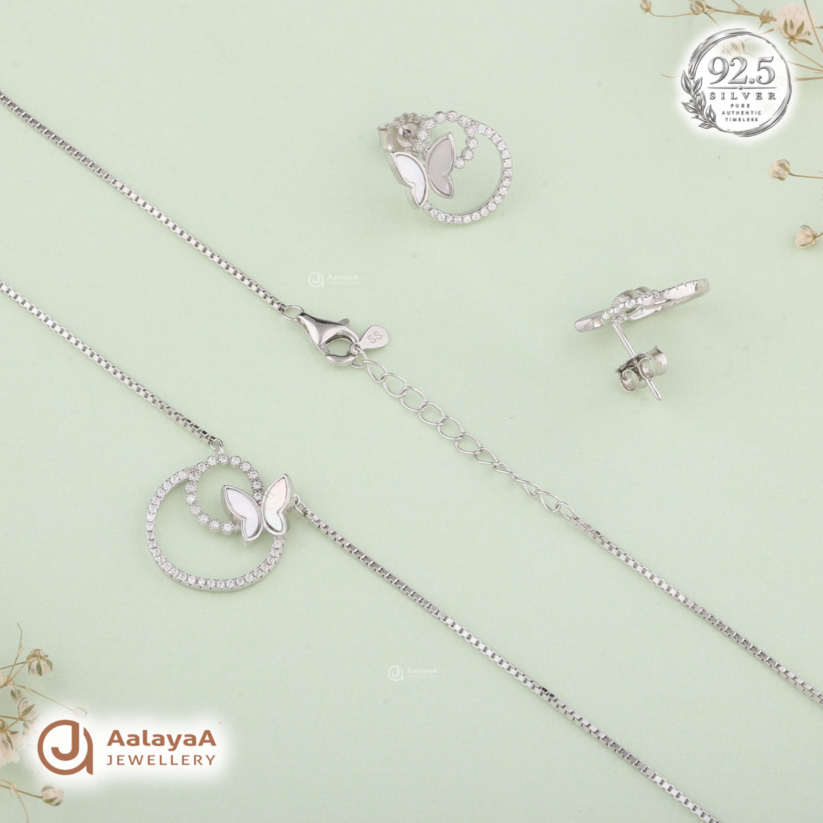 Silver Butterfly Whisper Necklace Set