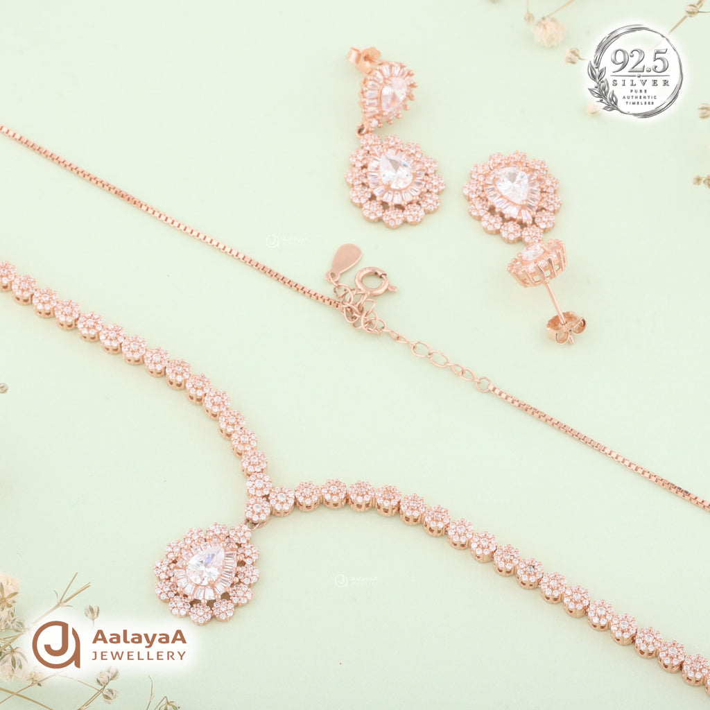 Silver Rose Gold Valentina Radiance Necklace Set