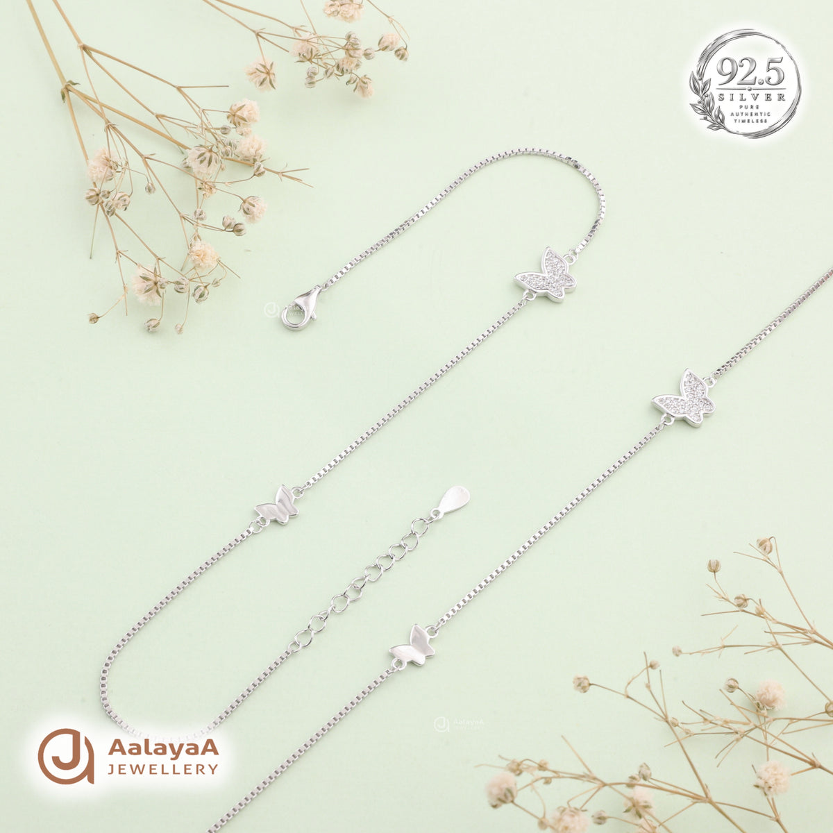 Silver Butterfly Whisper Anklet