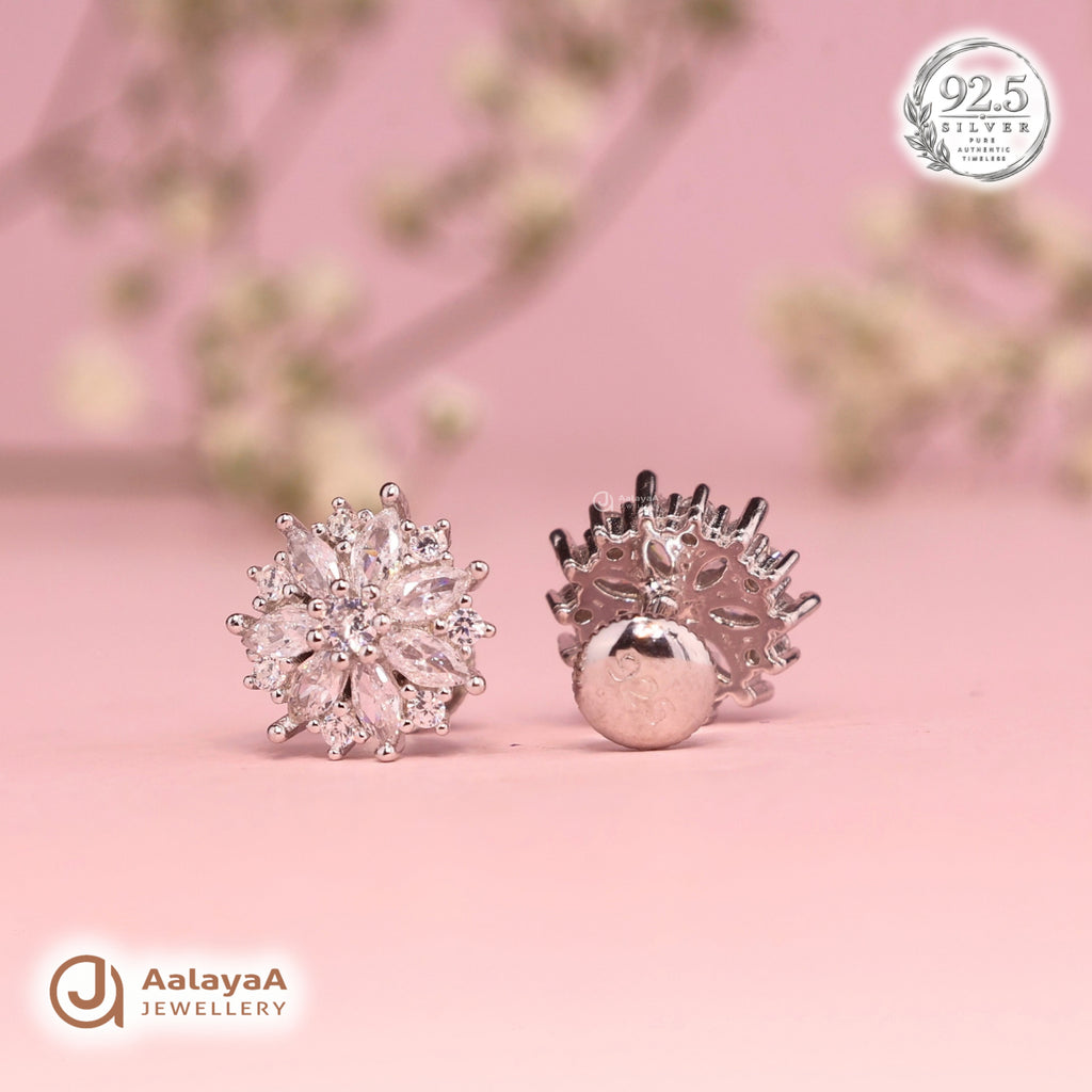 Silver Crystal Blossom Earring
