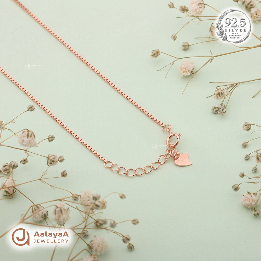Silver Rosegold Infinity Leaf Chain Pendant