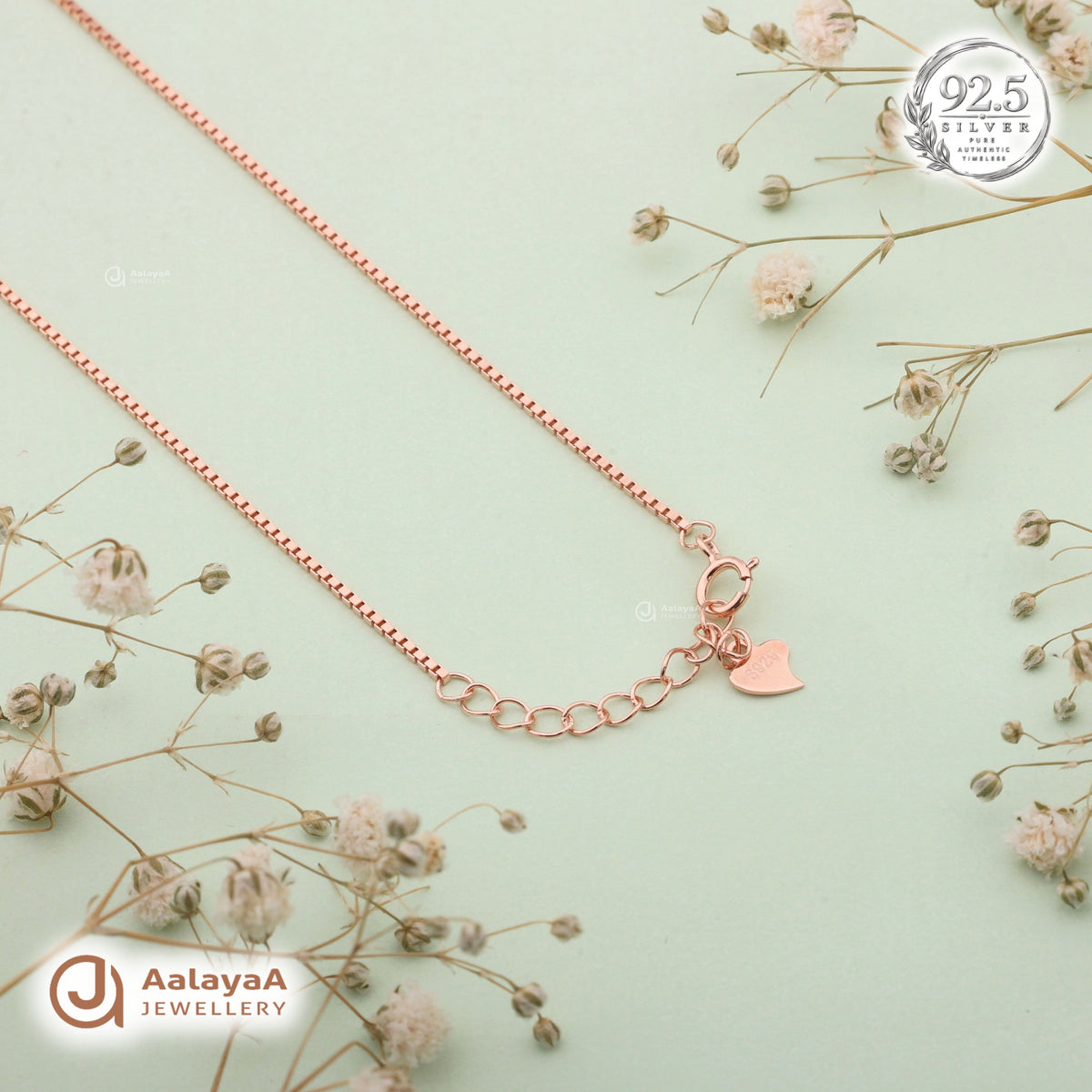 Silver Rosegold Infinity Leaf Chain Pendant