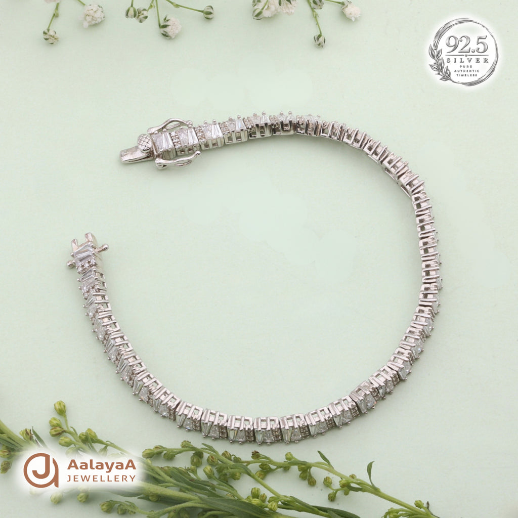 Silver Baguette Crystal Tennis Bracelet