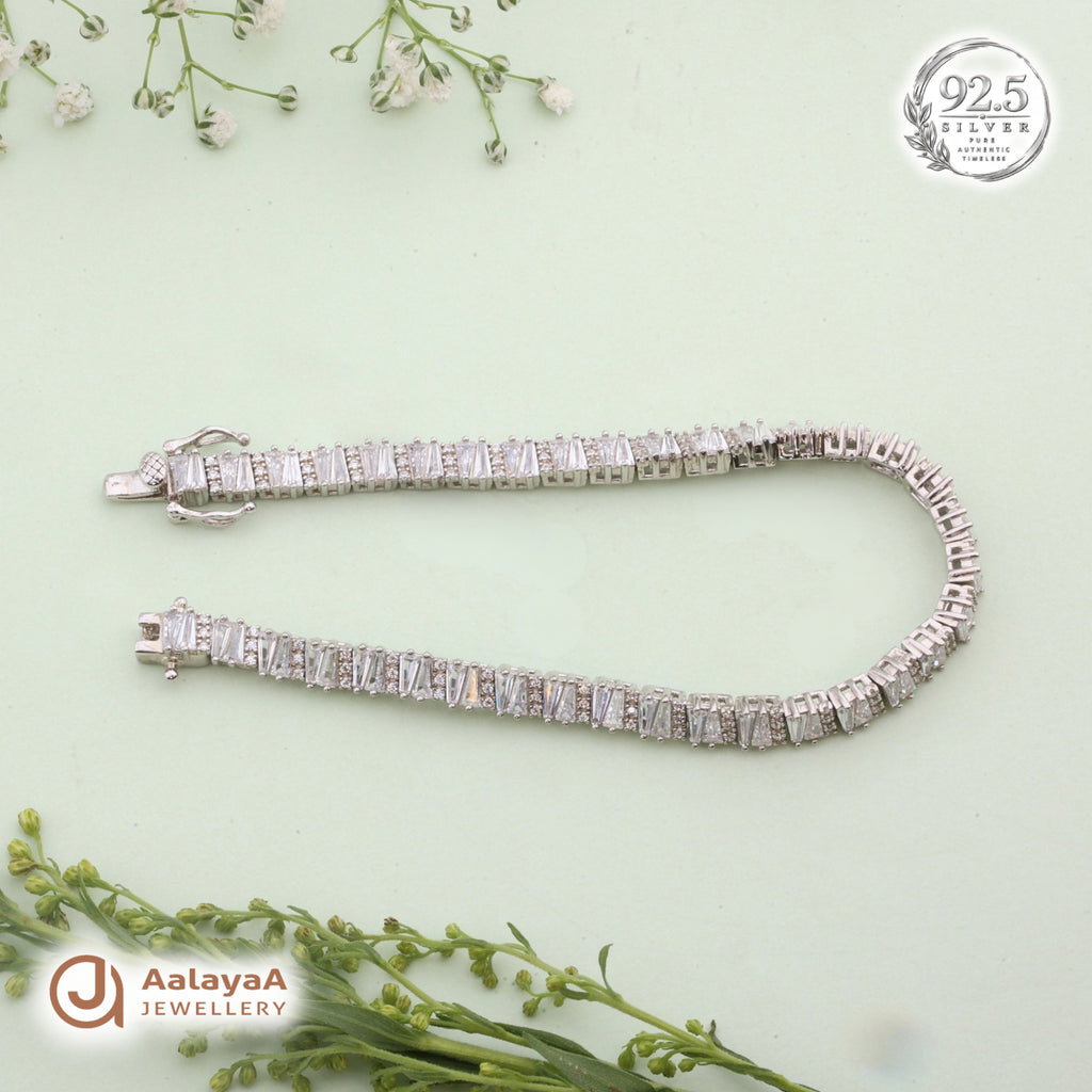 Silver Baguette Crystal Tennis Bracelet
