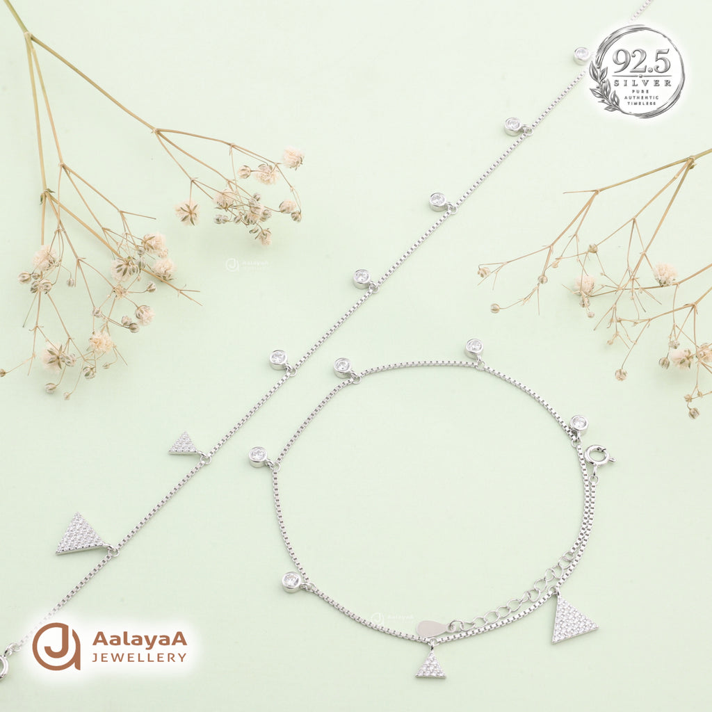 Silver Crystal Triangle Anklet