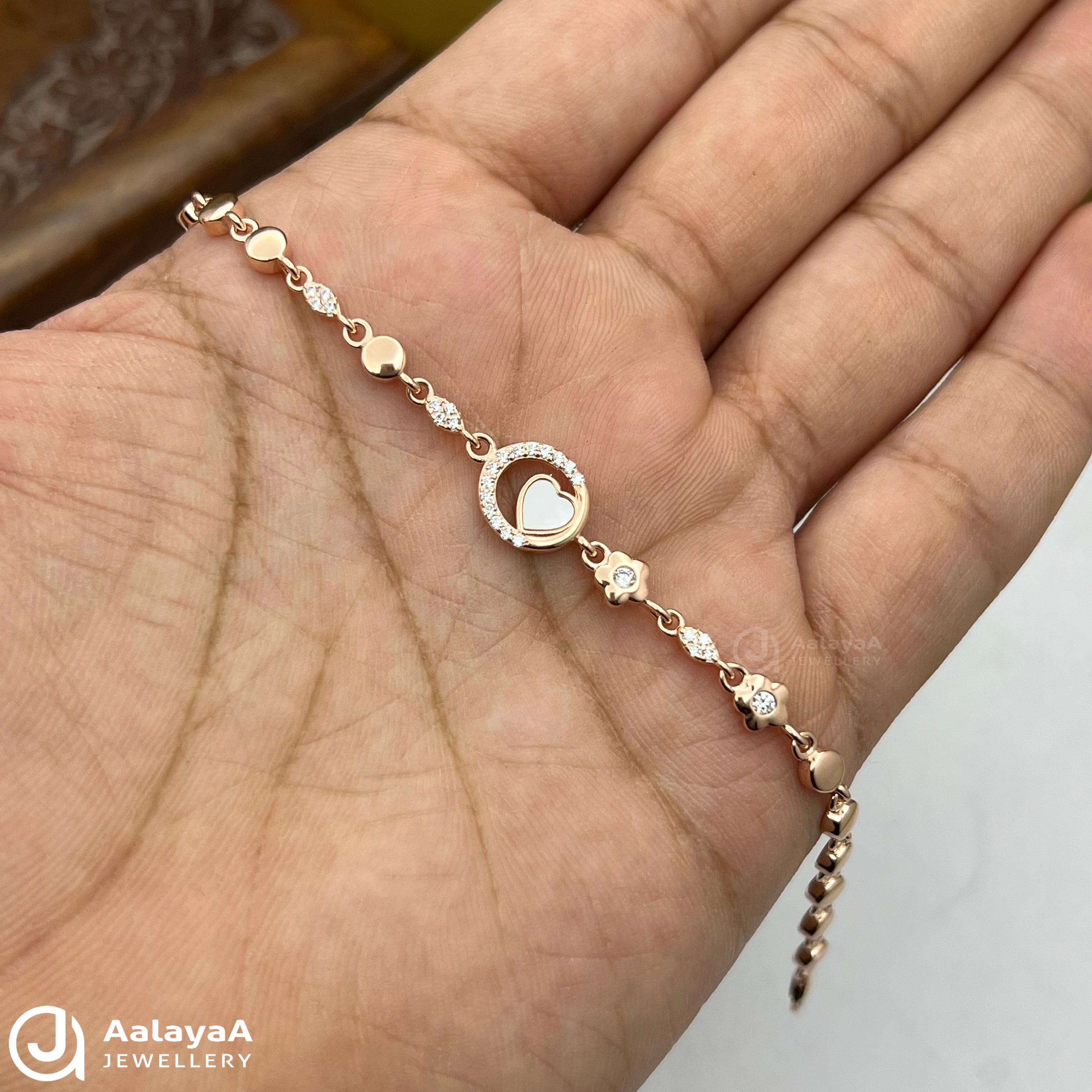 Silver Rosegold Heart with Circle Bracelet