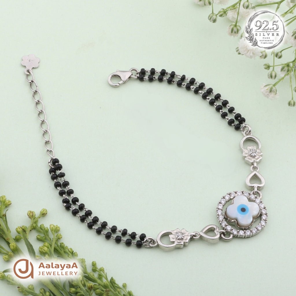 Silver Evil Eye Blossom Bracelet