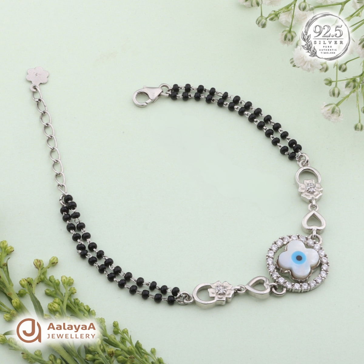 Silver Evil Eye Blossom Bracelet
