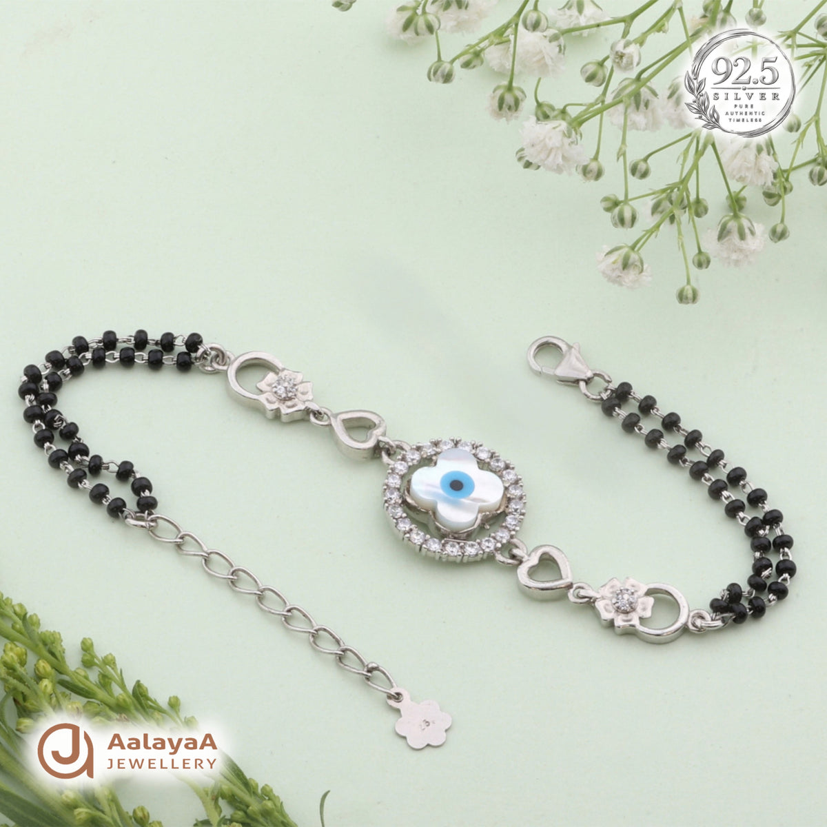 Silver Evil Eye Blossom Bracelet