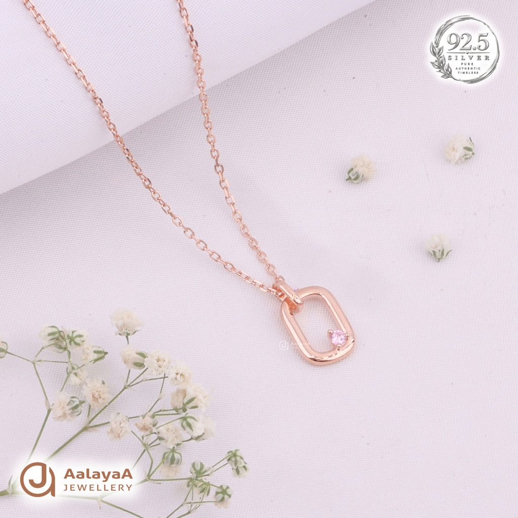 Silver RoseGold Blush Orbit Chain Pendant